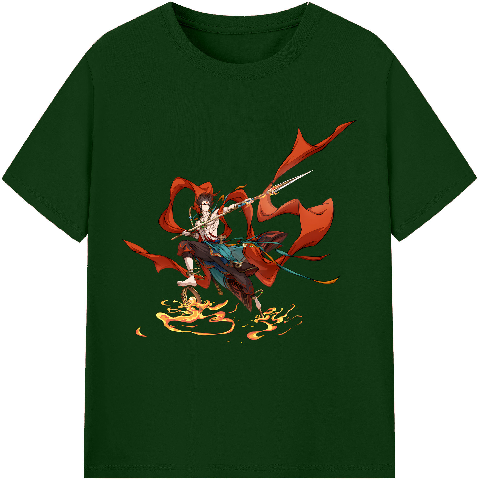 （画像用） Ne Zha 2 ナタ 魔童の大暴れ 綿100％半袖Tシャツ（フロントプリント）